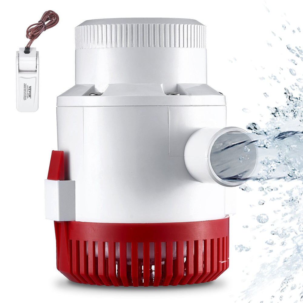 VEVOR Bilge Pump, 3000GPH 12V Automatic Submersible Boat Bilge Water Pump with Float Switch, 1.6" Outlet Diameter, Small Boat Bilge Pump, Marine Electric Bilge Pump for Boats, Ponds, Pools, Basements