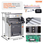 VEVOR Electric Hydraulic Paper Cutter 660.4 mm Cutting Width 80 mm Thickness 177.8 mm Screen