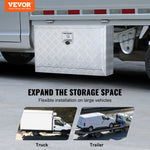 VEVOR Underbody Truck Box, 76.2 x 43.2 x 45.7 cm Pickup Storage Box, Heavy Duty Aluminum Diamond Plate Tool Box with Lock and Keys, Waterproof Trailer Storage Box with T-Handle Latch for Truck, Van, Trailer