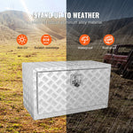 VEVOR Underbody Truck Box, 76.2 x 43.2 x 45.7 cm Pickup Storage Box, Heavy Duty Aluminum Diamond Plate Tool Box with Lock and Keys, Waterproof Trailer Storage Box with T-Handle Latch for Truck, Van, Trailer