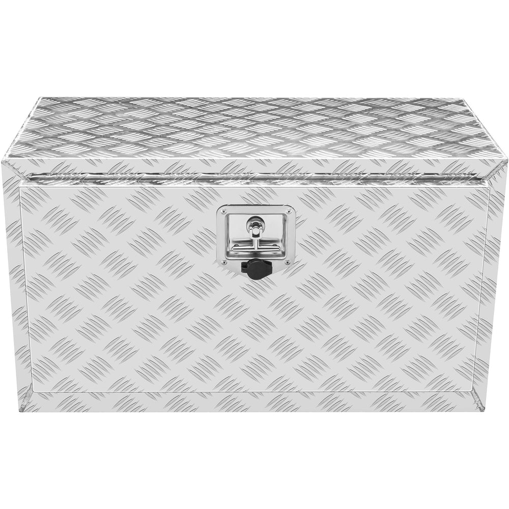 VEVOR Underbody Truck Box, 76.2 x 43.2 x 45.7 cm Pickup Storage Box, Heavy Duty Aluminum Diamond Plate Tool Box with Lock and Keys, Waterproof Trailer Storage Box with T-Handle Latch for Truck, Van, Trailer
