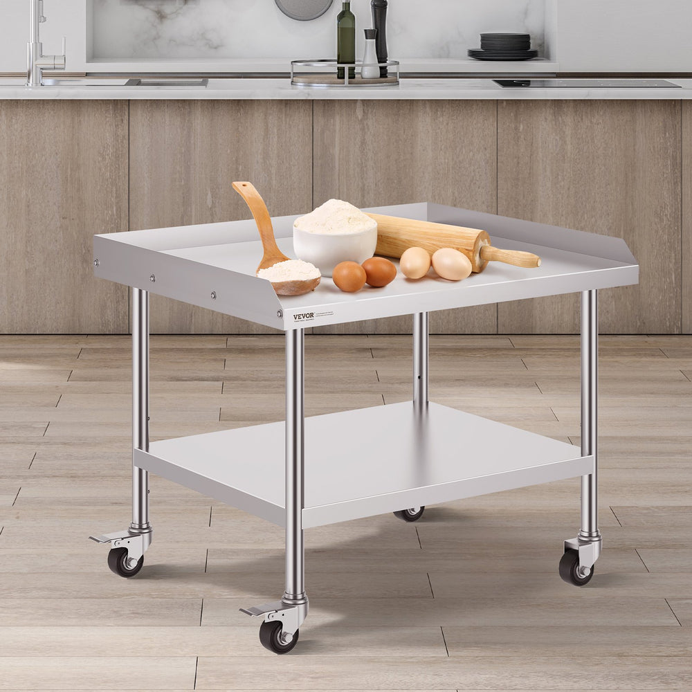 VEVOR Stainless Steel Work Table 76.2x91.4 cm Commercial Food Prep Table W/ 4 Casters
