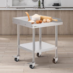 VEVOR Stainless Steel Work Table 61x61 cm Commercial Food Prep Table W/ 4 Casters