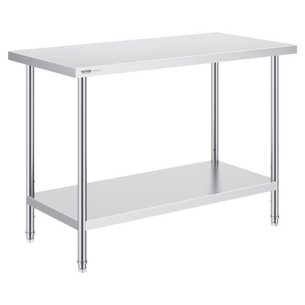 VEVOR Stainless Steel Work Prep Table Commercial Worktable Food Prep 61x122x86 cm