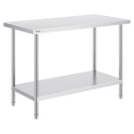 VEVOR Stainless Steel Work Prep Table Commercial Worktable Food Prep 61x122x86 cm