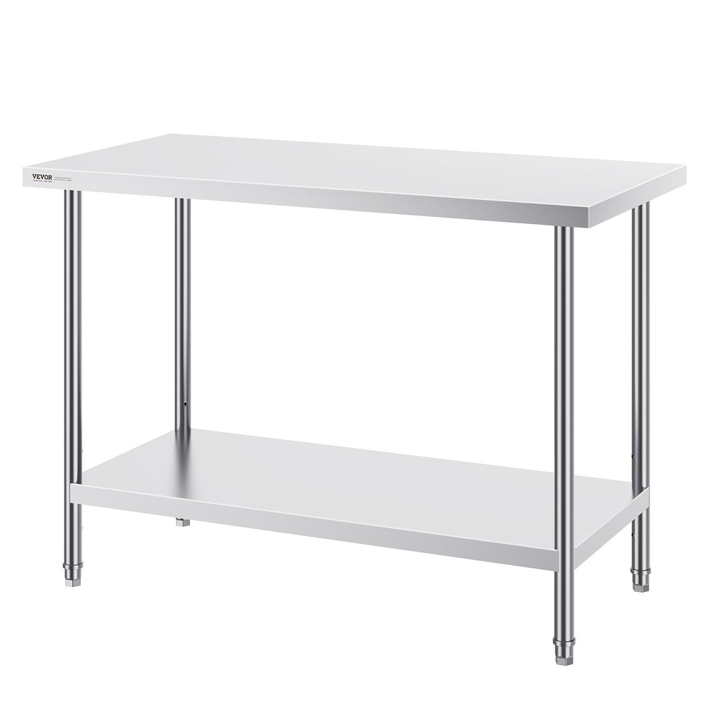 VEVOR Stainless Steel Work Prep Table Commercial Worktable Food Prep 61x122x86 cm