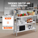 VEVOR Stainless Steel Food Prep Table Commercial Kitchen Work Table 35.6x121.9 cm