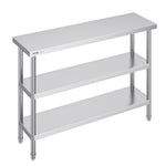 VEVOR Stainless Steel Food Prep Table Commercial Kitchen Work Table 35.6x121.9 cm