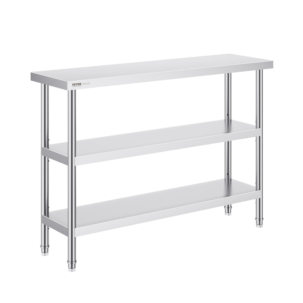 VEVOR Stainless Steel Food Prep Table Commercial Kitchen Work Table 35.6x121.9 cm