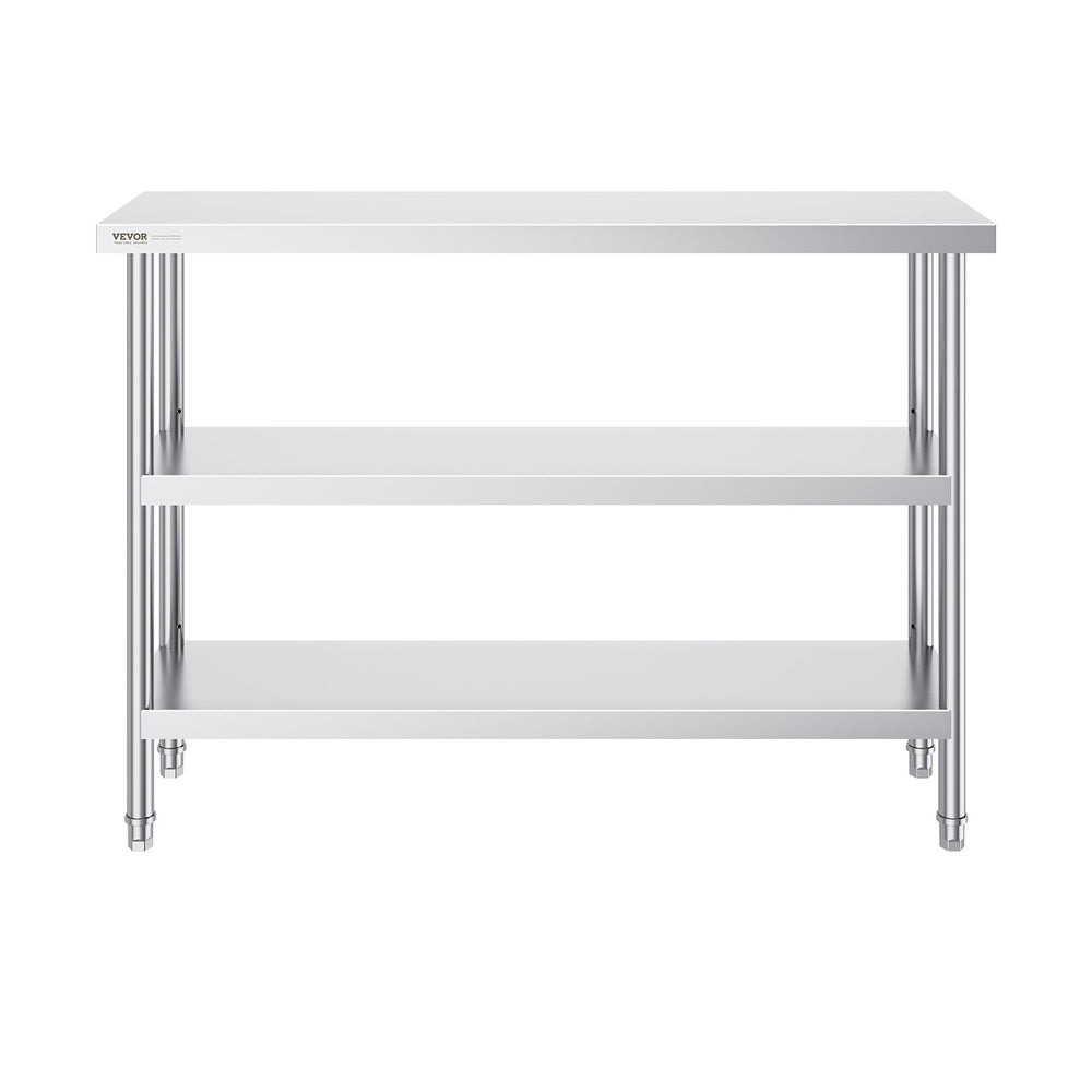 VEVOR Stainless Steel Food Prep Table Commercial Kitchen Work Table 35.6x121.9 cm