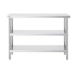 VEVOR Stainless Steel Food Prep Table Commercial Kitchen Work Table 35.6x121.9 cm