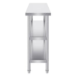 VEVOR Stainless Steel Food Prep Table Commercial Kitchen Work Table 35.6x121.9 cm