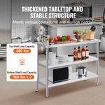 VEVOR Stainless Steel Food Prep Table Commercial Kitchen Work Table 45.7x121.9 cm