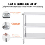 VEVOR Stainless Steel Food Prep Table Commercial Kitchen Work Table 45.7x121.9 cm