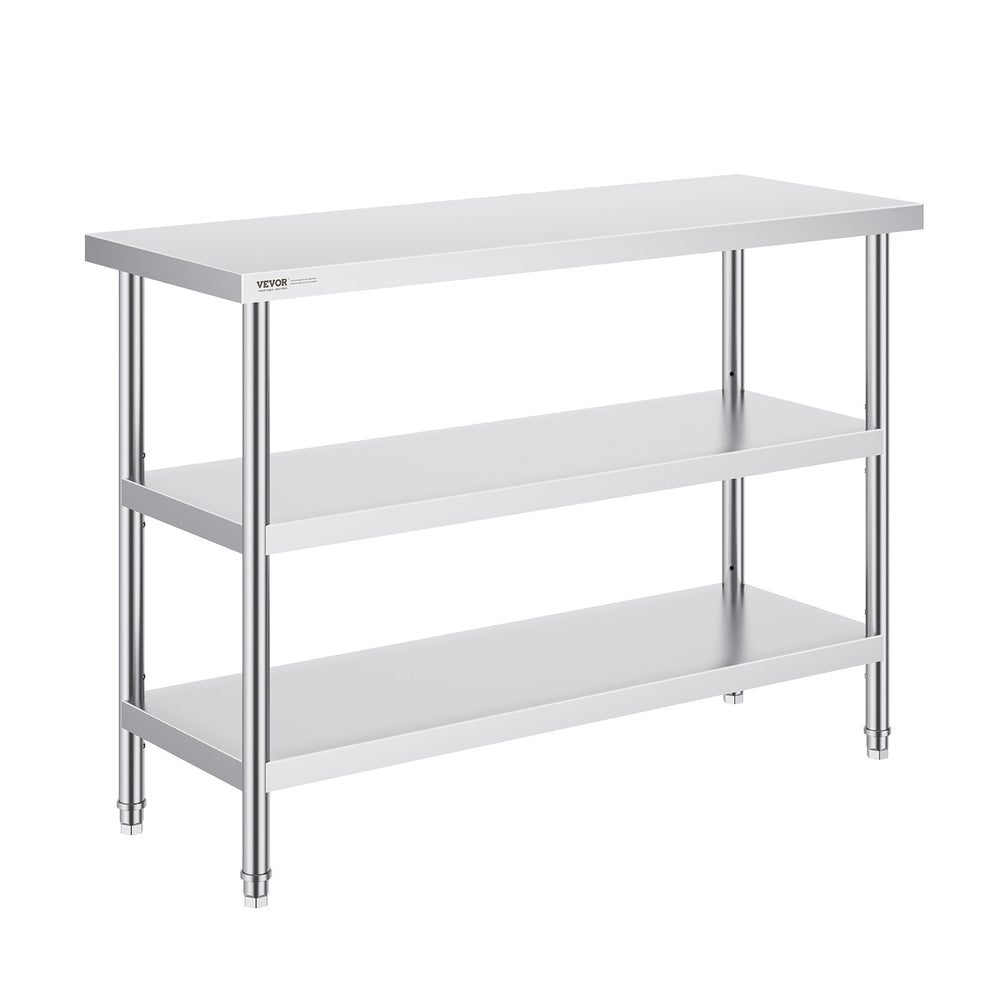 VEVOR Stainless Steel Food Prep Table Commercial Kitchen Work Table 45.7x121.9 cm
