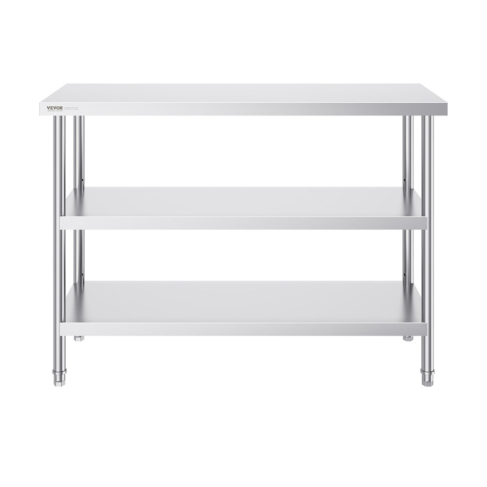 VEVOR Stainless Steel Food Prep Table Commercial Kitchen Work Table 45.7x121.9 cm