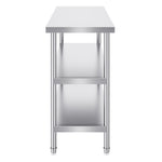 VEVOR Stainless Steel Food Prep Table Commercial Kitchen Work Table 45.7x121.9 cm