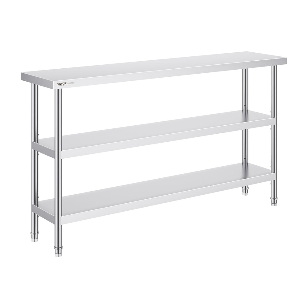 VEVOR Stainless Steel Food Prep Table Commercial Kitchen Work Table 35.6x152.4 cm