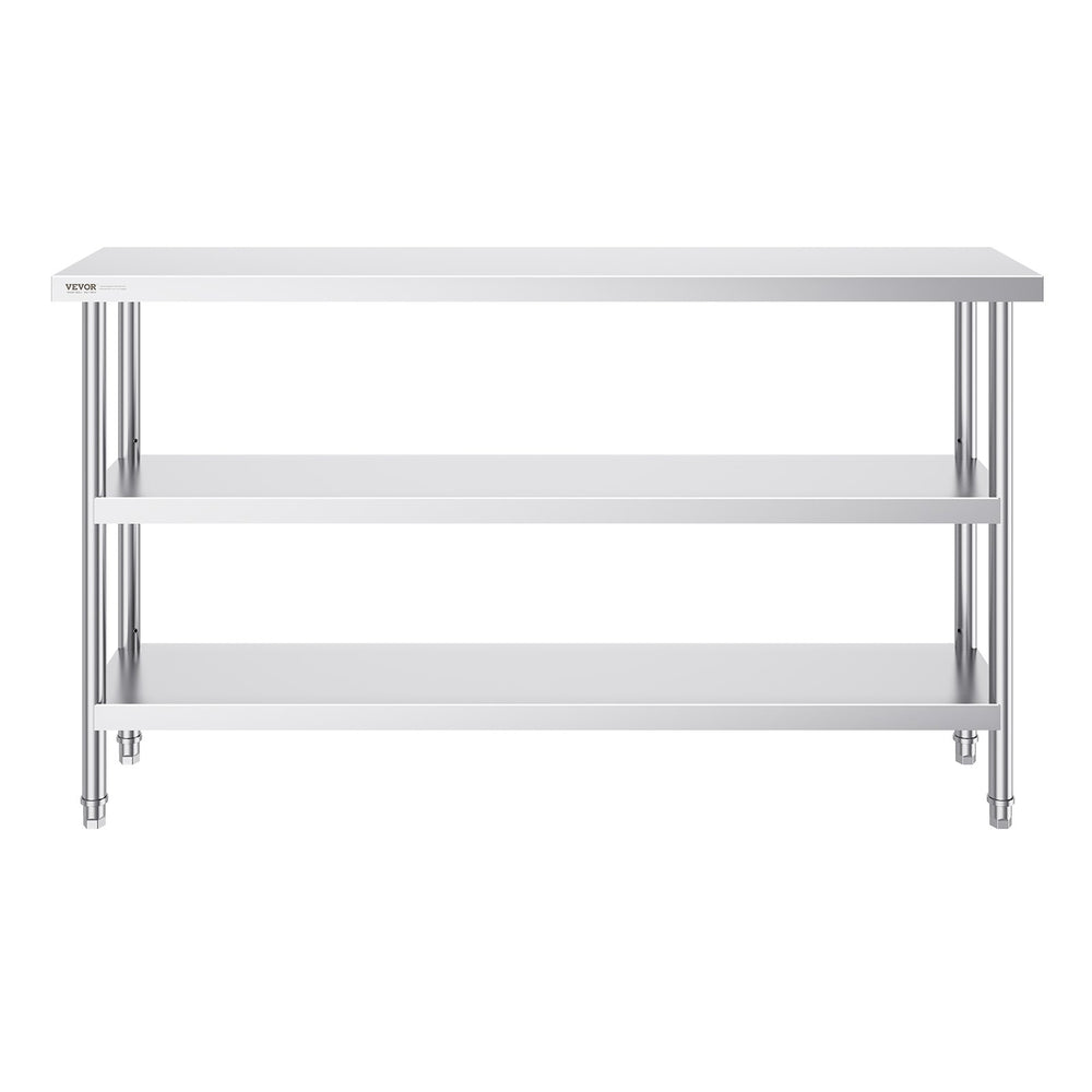 VEVOR Stainless Steel Food Prep Table Commercial Kitchen Work Table 35.6x152.4 cm