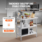 VEVOR Stainless Steel Food Prep Table Commercial Kitchen Work Table 45.7x91.4 cm