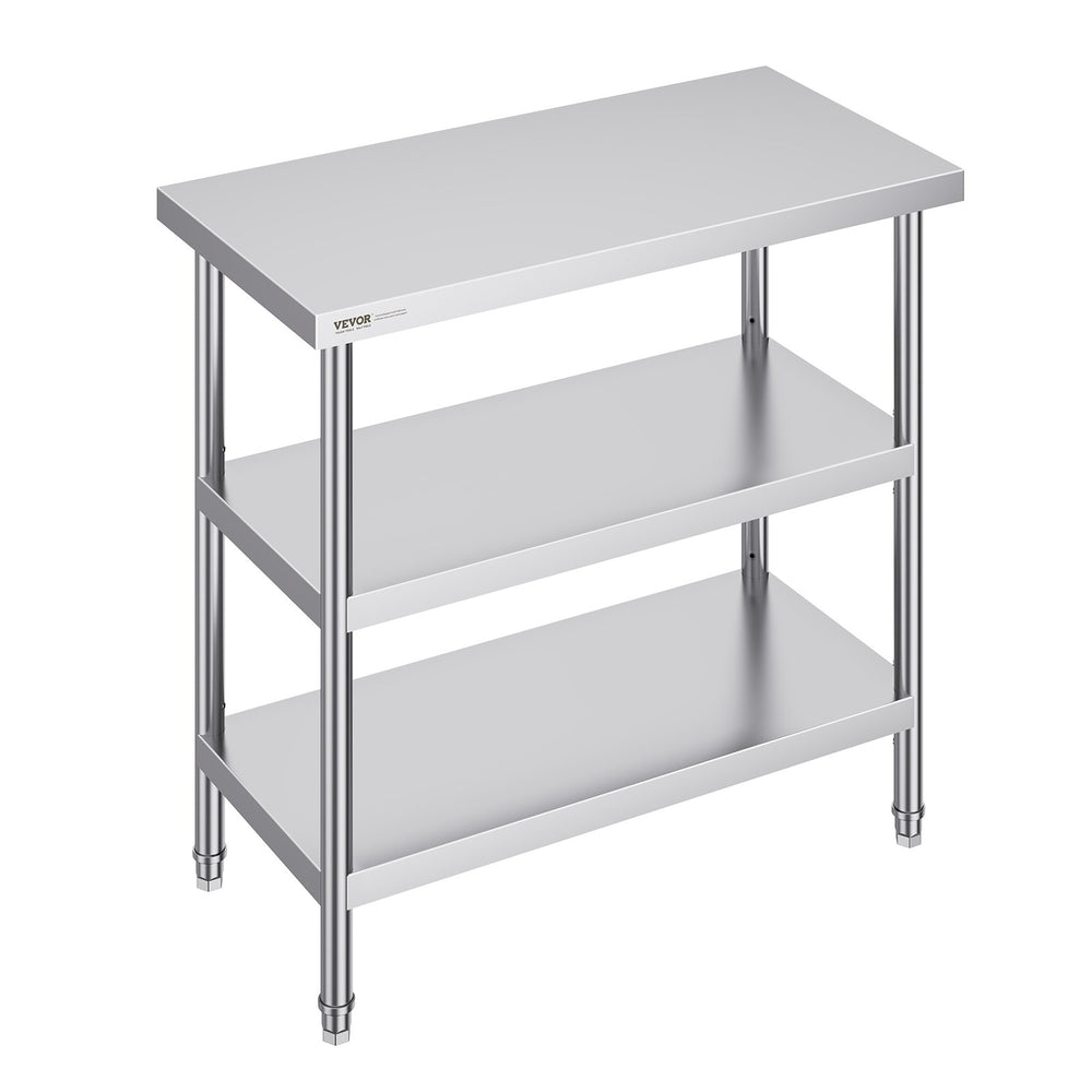 VEVOR Stainless Steel Food Prep Table Commercial Kitchen Work Table 45.7x91.4 cm