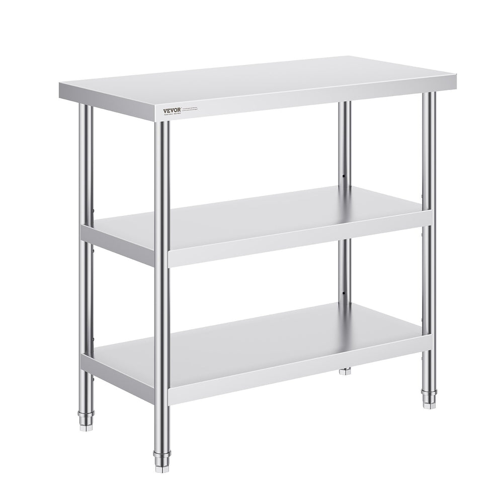VEVOR Stainless Steel Food Prep Table Commercial Kitchen Work Table 45.7x91.4 cm