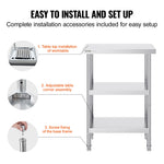 VEVOR Stainless Steel Food Prep Table Commercial Kitchen Work Table 35.6x61 cm
