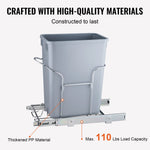 VEVOR Pull-Out Trash Can, 29L Single Bin, Under Mount Kitchen Waste Container with Slide and Handle, 110 lbs Load Capacity Heavy Duty Garbage Recycling Bin for Kitchen Cabinet, Sink, Under Counter