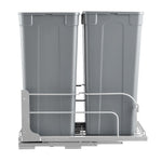 VEVOR Pull-Out Trash Can, 50 QT x2 Double Under Mount Kitchen Waste Container, Heavy Duty Garbage Recycling Bin with Door Kit and Soft Close Slide, for Kitchen Cabinet, Sink, Under Counter (Grey)