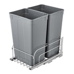VEVOR Pull-Out Trash Can, 50 QT x2 Double Under Mount Kitchen Waste Container, Heavy Duty Garbage Recycling Bin with Door Kit and Soft Close Slide, for Kitchen Cabinet, Sink, Under Counter (Grey)