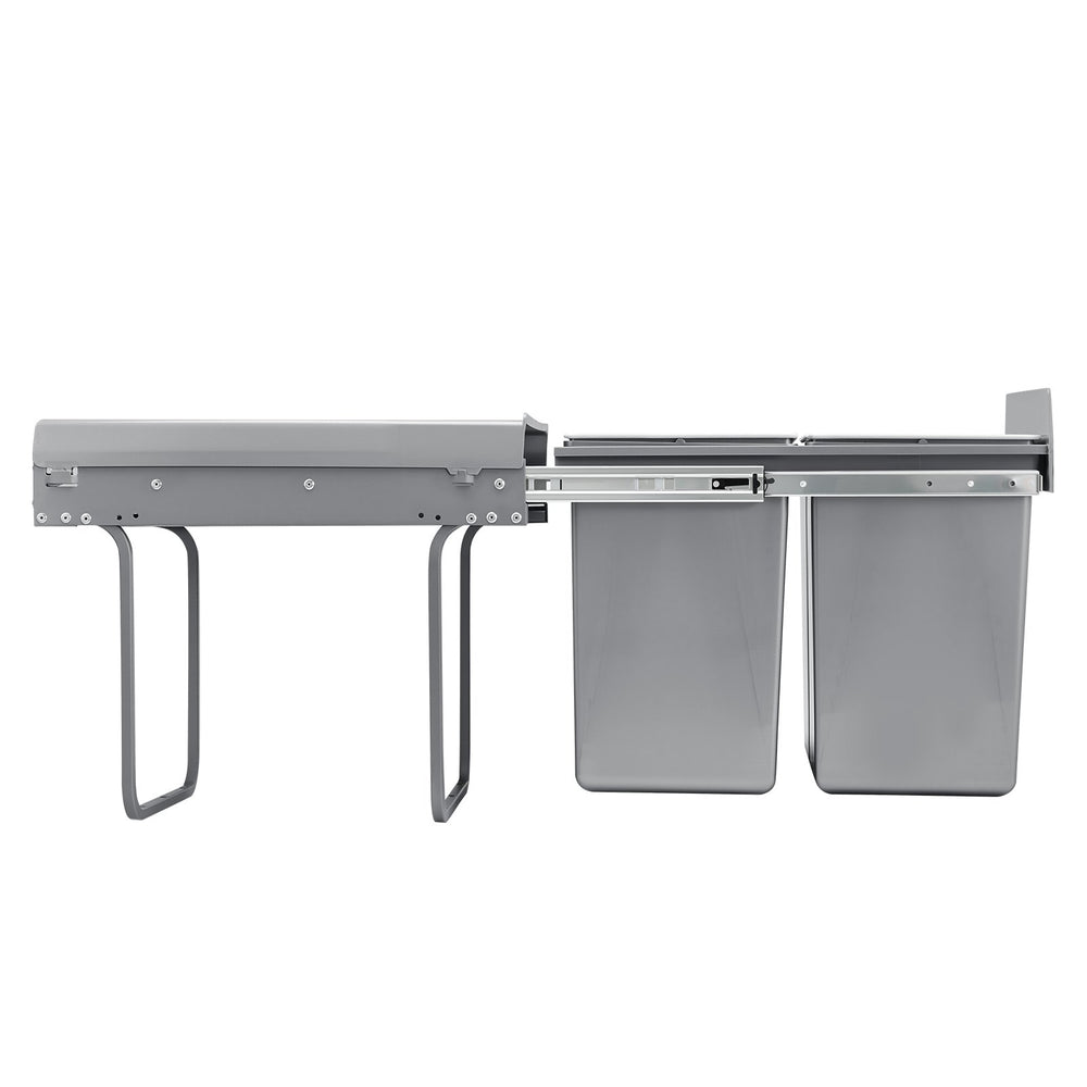 VEVOR Pullout Trash Can for Kitchen Cabinets, 20Lx2 Double Under Sink Garbage Waste Recycling Bin, Under Mount Waste Container, with Heavy Duty Metal Full Extension Sliding System and Handle