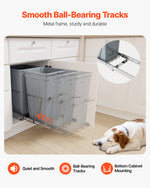 VEVOR Pullout Trash Can for Kitchen Cabinets,Double Under Sink Garbage Waste Recycling Bin, Under Mount Waste Container, with Heavy Duty Metal Full Extension Sliding System and Handle