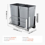 VEVOR Pull-Out Trash Can, 27 QT x2 Double Under Mount Kitchen Waste Container, Heavy Duty Garbage Recycling Bin with Door Kit and Soft Close Slide, for Kitchen Cabinet, Sink, Under Counter (Grey)