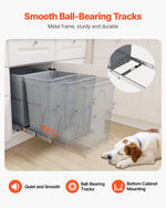 VEVOR Pullout Trash Can for Kitchen Cabinets, Double Under Sink Garbage Waste Recycling Bin, Under Mount Waste Container, with Heavy Duty Metal Full Extension Sliding System and Handle