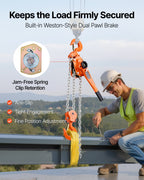 VEVOR Manual Lever Chain Hoist, 6T 6000KG Capacity Heavy Duty Come Along, 3M Lift G80 Alloy Steel Chain With Dual Pawl Mechanical Brake, 360° Rotating Hooks, for Warehouse Construction Garage