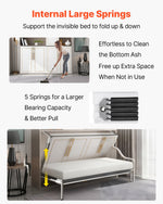VEVOR Murphy Mounting Wall Springs Mechanism Heavy Duty Support Hardware DIY Kit for Queen Twin Size Bed (Horizontal), White