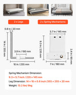 VEVOR Murphy Mounting Wall Springs Mechanism Heavy Duty Support Hardware DIY Kit for Queen Twin Size Bed (Horizontal), White