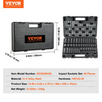 VEVOR 3/8" Drive Impact Socket Set, 48 Piece Socket Set SAE （5/16" -3/4"） & Metric （8-22mm）6 Point Cr-V Drive Extension Bar Universal Joint & Power Drill Adapter Includes Storage Case