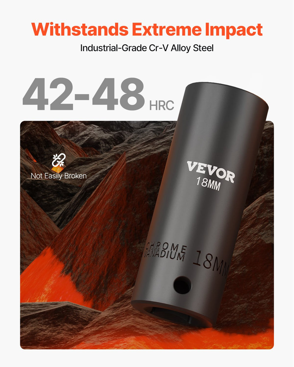 VEVOR Impact Socket Set, 1/2" 26 Piece Impact Sockets, Deep Socket, 6-Point Sockets, 1/2 Inches Drive Socket Set Impact Metric 10mm - 36mm, Cr-V Rugged Construction, with a Storage Cage