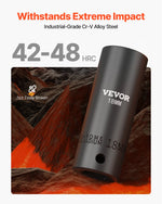 VEVOR Impact Socket Set, 1/2" 26 Piece Impact Sockets, Deep Socket, 6-Point Sockets, 1/2 Inches Drive Socket Set Impact Metric 10mm - 36mm, Cr-V Rugged Construction, with a Storage Cage
