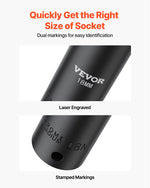 VEVOR Impact Socket Set, 1/2" 26 Piece Impact Sockets, Deep Socket, 6-Point Sockets, 1/2 Inches Drive Socket Set Impact Metric 10mm - 36mm, Cr-V Rugged Construction, with a Storage Cage