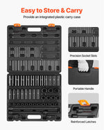 VEVOR Impact Socket Set 1/2 Inches 43 Piece Impact Sockets, Standard Socket Assortment, 1/2 Inches Drive Socket Set 6-Point Sockets Metric 9-30mm (Standard/Deep)