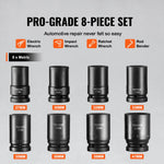 VEVOR Impact Sockets Set 8pcs 6-Point 2.5 cm Drive Bit Ratchet Tool Kit Case