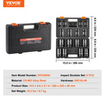 VEVOR Impact Sockets Set 8pcs 6-Point 2.5 cm Drive Bit Ratchet Tool Kit Case
