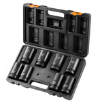 VEVOR Impact Sockets Set 8pcs 6-Point 2.5 cm Drive Bit Ratchet Tool Kit Case