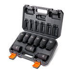 VEVOR 1/2" Drive Impact Socket Set, 9 Piece Deep Socket Set Metric 29-38mm, 6 Point Cr-Mo Alloy Steel for Auto Repair, Easy-to-Read Size Markings, Rugged Construction, Includes Storage Case