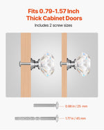 VEVOR Cabinet Knobs, 12 Pack, 31 mm Acrylic & Zinc Alloy Drawer Pulls Door Handles, Diamond Kitchen Solid Knobs Dresser Handles, Cupboard Hardware with Screws for Bathroom Closet Cabinets Drawers