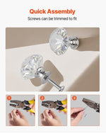 VEVOR Cabinet Knobs, 12 Pack, 31 mm Acrylic & Zinc Alloy Drawer Pulls Door Handles, Diamond Kitchen Solid Knobs Dresser Handles, Cupboard Hardware with Screws for Bathroom Closet Cabinets Drawers