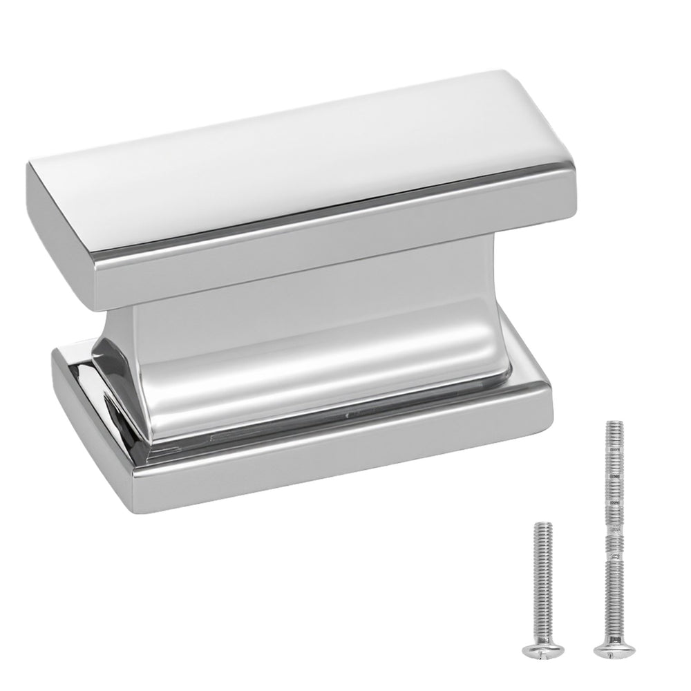 VEVOR Cabinet Knobs, 10 Pack, 36 mm Zinc Alloy Drawer Pulls Door Handles, Rectangular Kitchen Dresser Solid Knobs, Cupboard Hardware with Screws for Bathroom Closet Cabinets Drawers, Chrome Color