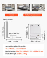 VEVOR Murphy Mounting Wall Springs Mechanism Heavy Duty Support Hardware DIY Kit for King Queen Bed (Vertical), White